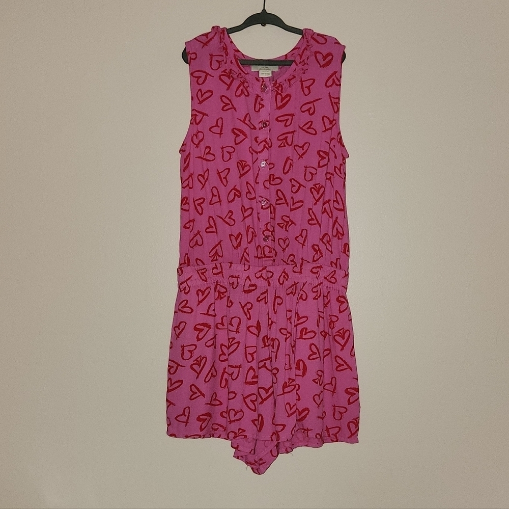 Kate Spade Pink And Red Heart Print Romper